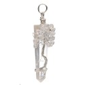 Quartz Flat Point Pendant with Herkimer in Silver Plating