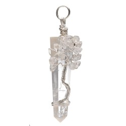 Pendente Punta Piana di Quarzo con Herkimer in Bagno d'Argento