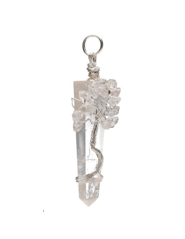 Pendentif argenté en quartz Herkimer...