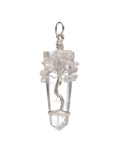 Pendentif argenté en quartz Herkimer...