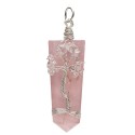 Pendente Punta Piana di Quarzo Rosa con Herkimer in Bagno d'Argento