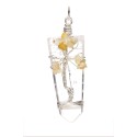 Pendentif argenté Quartz Flat Point avec Opale