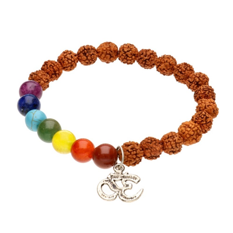 Bracciale in Rudraksha e Chakra 8mm