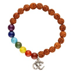 Bracciale in Rudraksha e Chakra 8mm