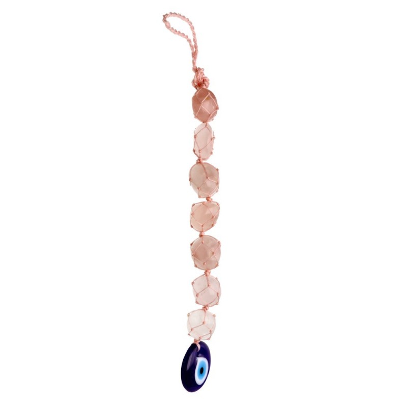 Accessorio Specchietto con Occhio Turco e Quarzo Rosa