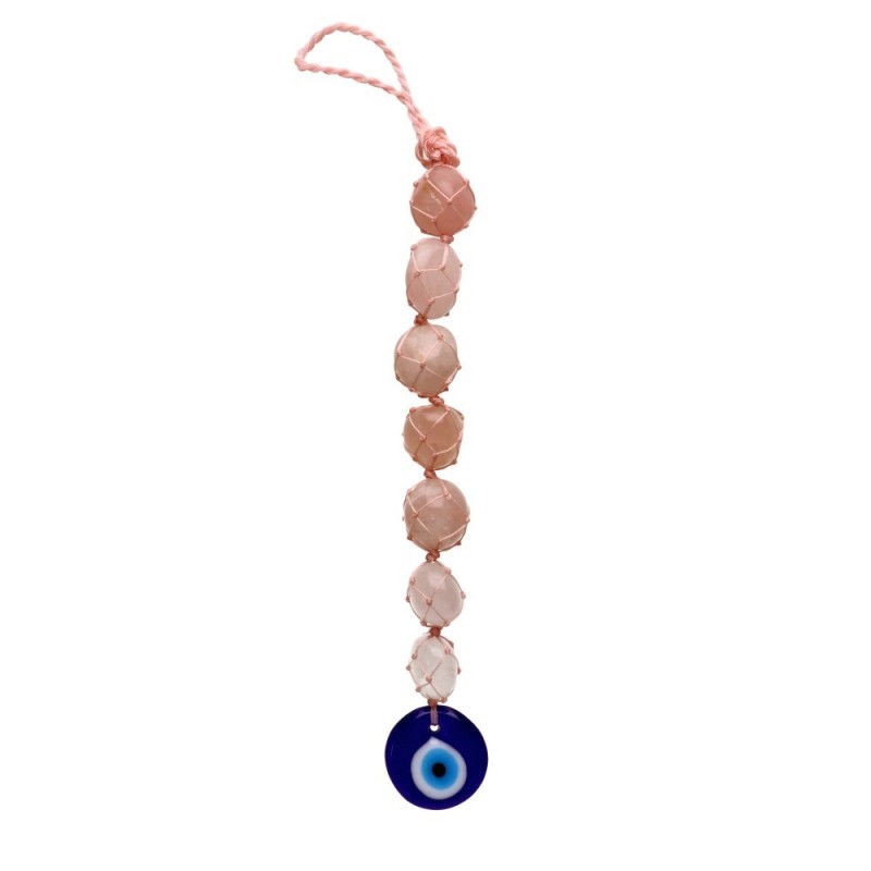 Accessorio Specchietto con Occhio Turco e Quarzo Rosa