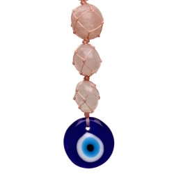 Accessoire pour rétroviseur avec oeil turc et quartz rose