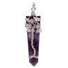Pendentif Améthyste Flat Top avec Herkimer en plaqué argent