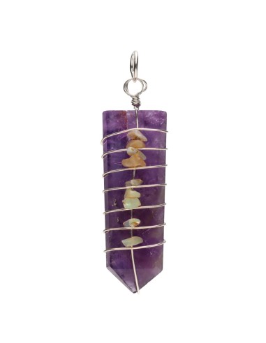 Amethyst Spiral Flat Top Pendant with...