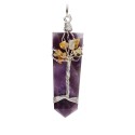 Amethyst Flat Top Pendant with Òpalo in Silver Plating
