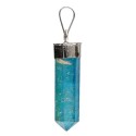 Pingente de ponto de quartzo aquático Blue Aura com banho de prata