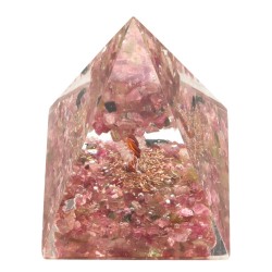 Pirámide de Orogonita de Turmalina Rosa en Resina con Àrbol