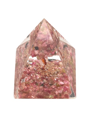 Piramide in resina con tormalina rosa...
