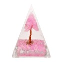 Pyramide de Quartz Rose Orogonite en Résine avec Arbre 4x4cm