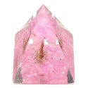 Pyramide de Quartz Rose Orogonite en Résine avec Arbre 4x4cm