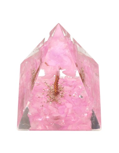 Piramide Orgonita di Quarzo Rosa in...