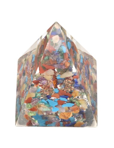 Pirâmide Orgonite Mistura de Minerais...