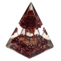 Pyramide de grenat et d'orgonite en résine avec arbre 4x4cm