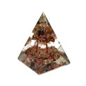 Pyramide Orogonite Tourmaline en résine avec arbre 4x4cm