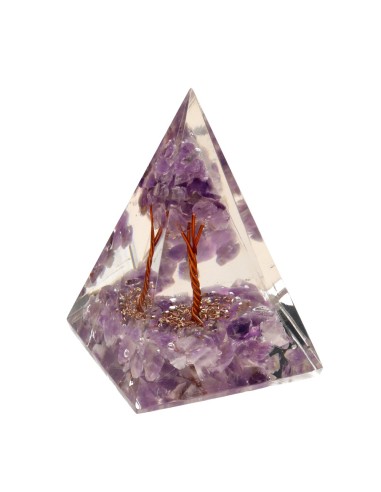 Pyramide d'améthyste et d'orgonite en...
