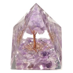 Pirâmide de Orogonite Ametista em Resina com Árvore 4x4cm