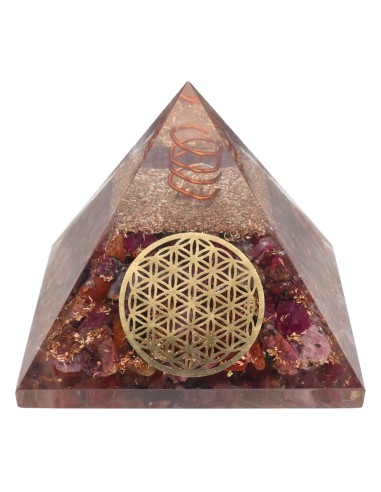 Resin Ruby Orgonite Pyramid with...
