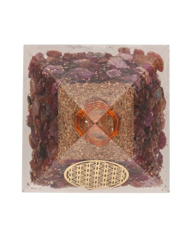 Resin Ruby Orgonite Pyramid with...