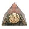 Resin Emerald Orgonite Pyramid with Flower of Life 7x7cm