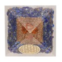 Pirámide Orgonita de Lapislázuli en Resina con Flor de Vida 7x7cm