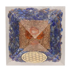Piramide Orgonita in Lapislazzuli in Resina con Fiore della Vita 7x7cm