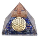 Resin Lapis Lazuli Orgonite Pyramid with Flower of Life 7x7cm