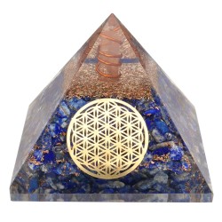 Piramide Orgonita in Lapislazzuli in Resina con Fiore della Vita 7x7cm