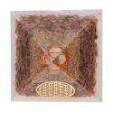 Pyramide de Tourmaline Rose Orgonite en Résine avec Fleur de Vie 7x7cm