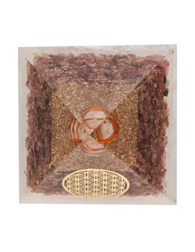 Pirâmide de turmalina rosa Orgonite...