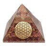 Pyramide de Tourmaline Rose Orgonite en Résine avec Fleur de Vie 7x7cm