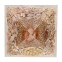 Pyramide d'Orgonite en Résine Opale Rose avec Fleur de Vie 7x7cm