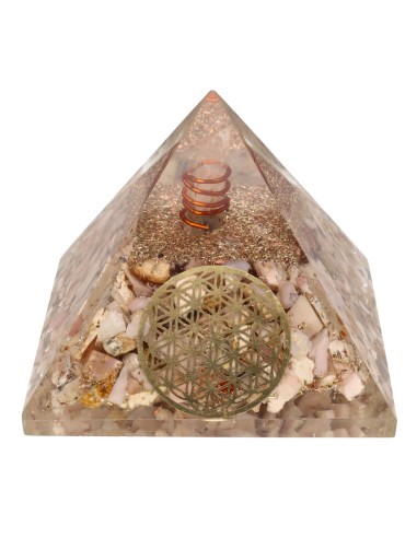 Piramide in orgonite di opale rosa in...
