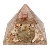 Pyramide d'Orgonite en Résine Opale Rose avec Fleur de Vie 7x7cm