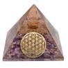 Pyramide d'améthyste en résine avec fleur de vie 7x7cm