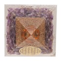 Amethyst Amethyst Pyramid in Resin with Flower of Life 7x7cm