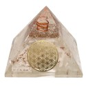 Pirâmide de resina de selenite orgonite com flor da vida 7x7cm