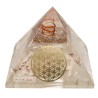 Sélénite Orgonite Pyramide en résine avec fleur de vie 7x7cm