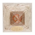 Pirâmide de resina de selenite orgonite com flor da vida 7x7cm