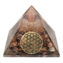 Pirâmide de Orgonite de Turmalina Bicolor em Resina com Flor da Vida 7x7cm