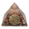 Two-color Tourmaline Orgonite Pyramid in Resin with Life Flower 7x7cm