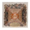 Pirámide Orgonita de Turmalina Bicolor en Resina con Flor de Vida 7x7cm