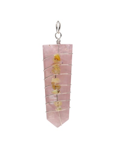 Colgante de Cuarzo Rosa Punta Plana...