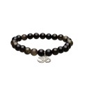 Pulseira de obsidiana dourada com OM 8mm