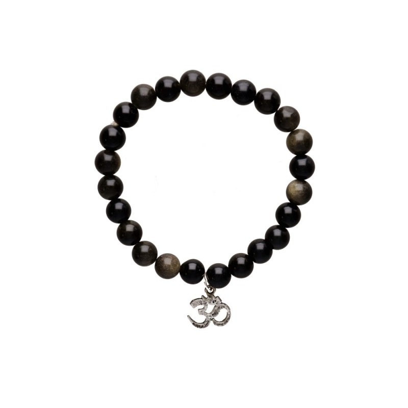 Bracciale in Obsidiana Dorata con OM 8mm