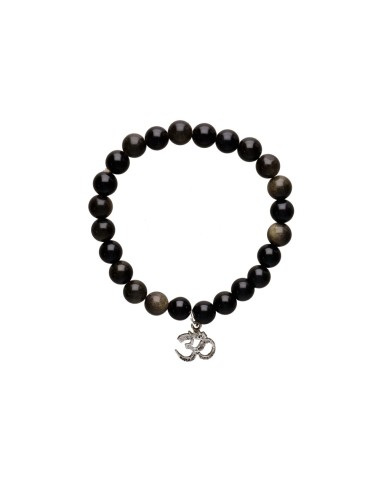 Bracelet d'obsidienne dorée avec OM 8mm